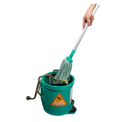 Cleanlink Mop Bucket Heavy Duty Metal Wringer 16 Litre Green