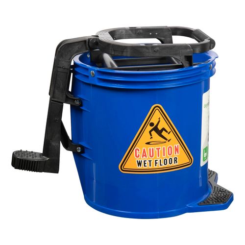 Cleanlink Heavy Duty Mop Bucket Plastic Wringer 16L Blue