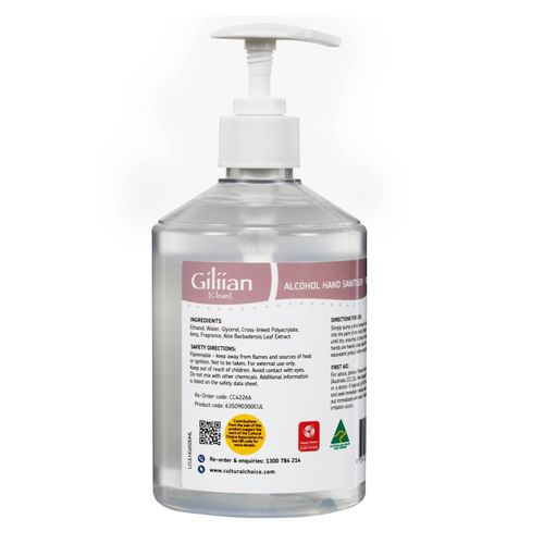Cultural Choice Indigenous Range Giliian Hand Sanitiser Gel 70% Alcohol 500mL
