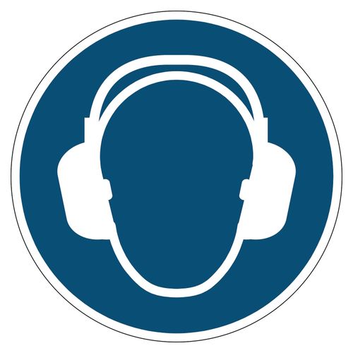 Durable Self Adhesive Floor Marking Safety Sign Use Ear Protection Blue