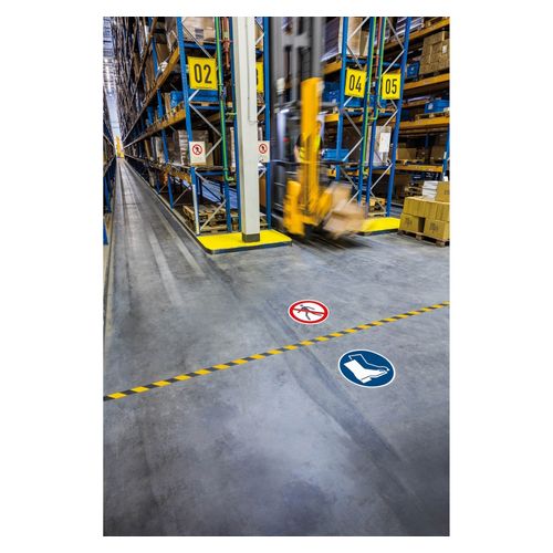 Durable Self Adhesive Floor Marking Safety Sign Use Foot Protection Blue