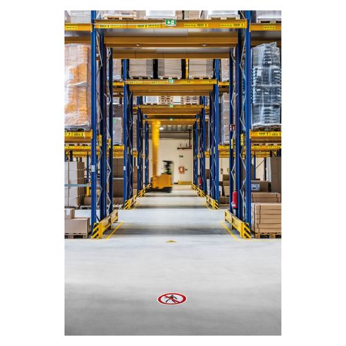 Durable Self Adhesive Floor Marking Safety Sign Pedestrians Prohibited Red