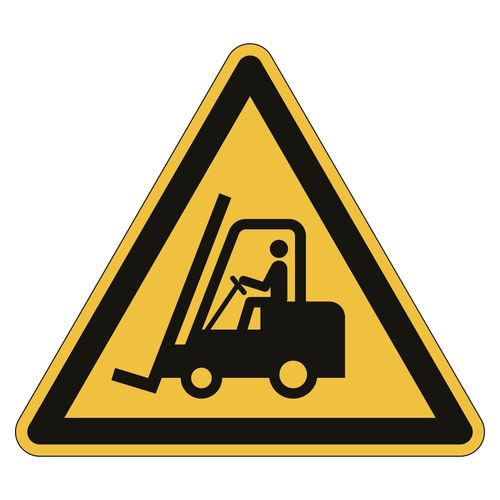 Durable Self Adhesive Floor Marking Safety Sign Caution! Forklifts Yellow