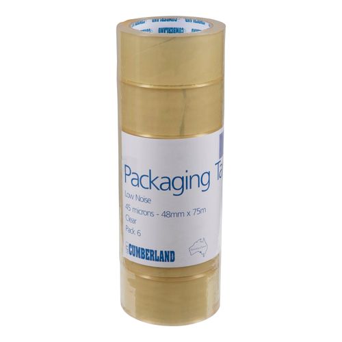 Cumberland Packaging Tape 7215 48mm x 75M Low Noise Clear Pack 6