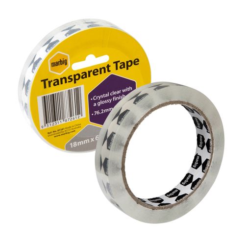 Marbig Clear Office Tape 18mm x 66M - for large dispensers