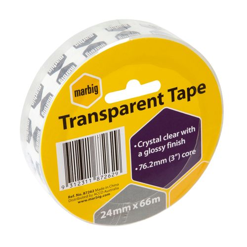Marbig Clear Office Tape 24mm x 66M - for large dispensers