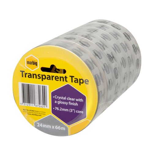 Marbig Clear Office Tape 24mm x 66M - for large dispensers