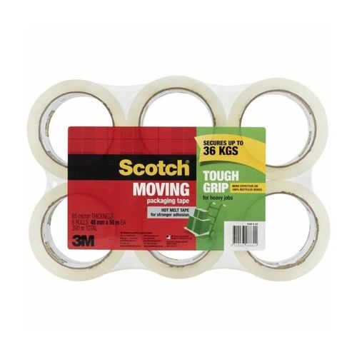 Scotch Tough Grip Moving Tape 48mm x 50M Clear Pack 6