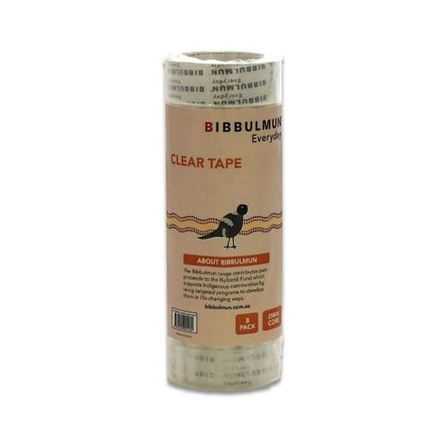Bibbulmun Office Sticky Tape 18mm x 33m Clear Pack 8