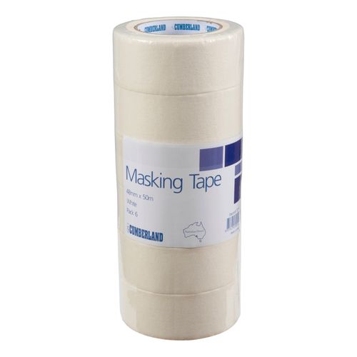 Cumberland Masking Tape 7214 48mm x 50M White Pack 6