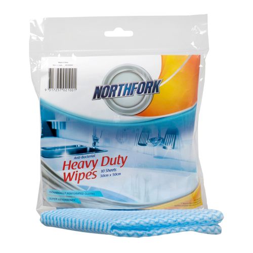 Northfork Heavy Duty Antibacterial Perforated Wipe Pk10