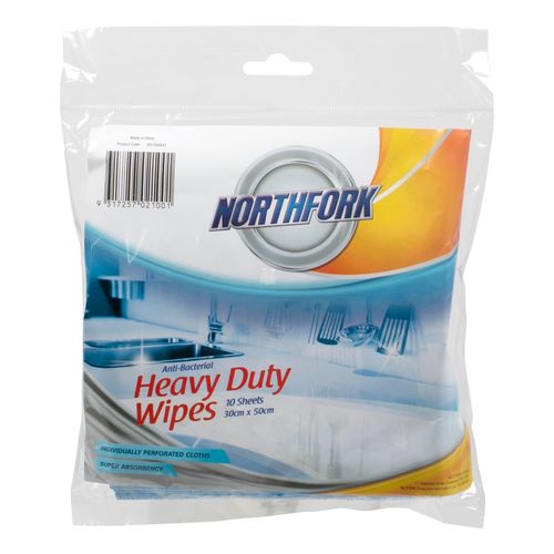 Northfork Heavy Duty Antibacterial Perforated Wipe Pk10