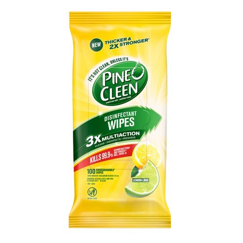 Pine-O-Cleen Disinfectant Cleaning Wipes Lemon & Lime Pack 100