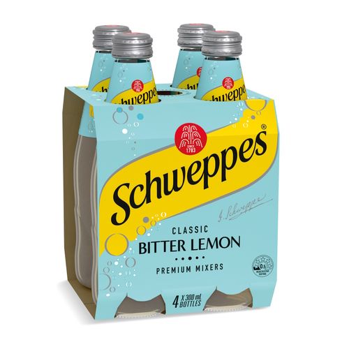 Schweppes Bitter Lemon Mixer Drink Bottle 300ml Carton 24