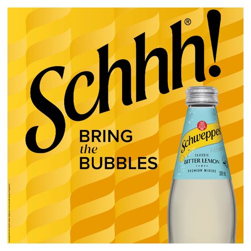 Schweppes Bitter Lemon Mixer Drink Bottle 300ml Carton 24