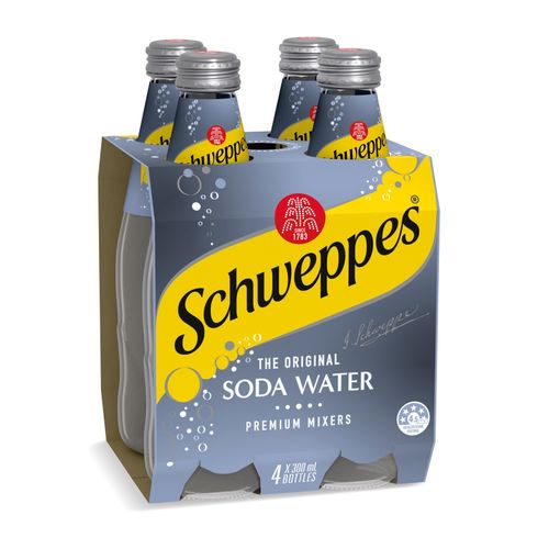Schweppes Soda Water Mixer Drink Bottle 300ml Carton 24