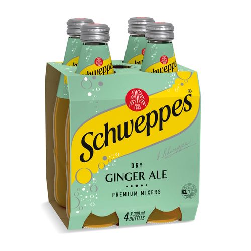 Schweppes Dry Ginger Ale Mixer Drink Bottle 300ml Carton 24
