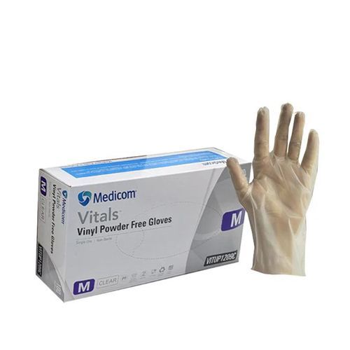 Vitals Vinyl Powder Free Gloves Clear Medium Bx100