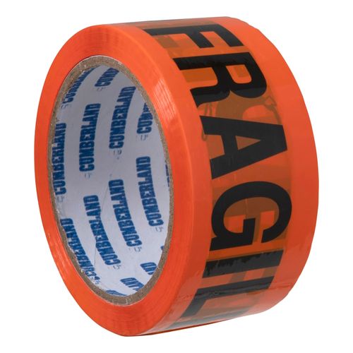 Cumberland Fragile Tape Fluoroescent Orange/Black 48mm x 66M Pack 6