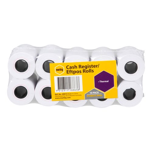 Marbig Thermal Register/Eftpos Roll 57x35mm Pack 10