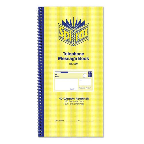 Spirax 550 Telephone Message Book 279x144mm
