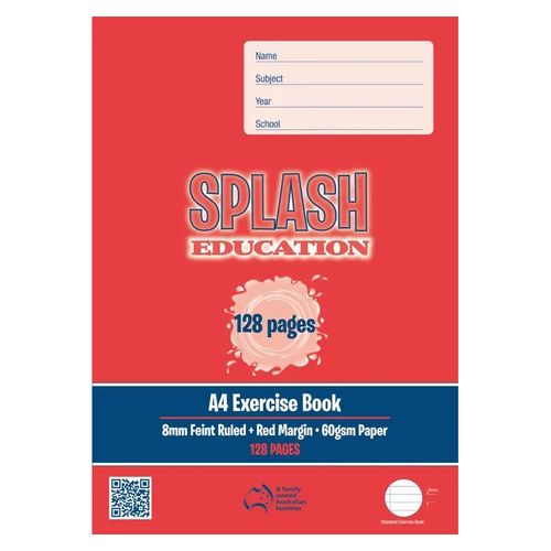 Splash Exercise Book A4 8mm Ruled 128 Page