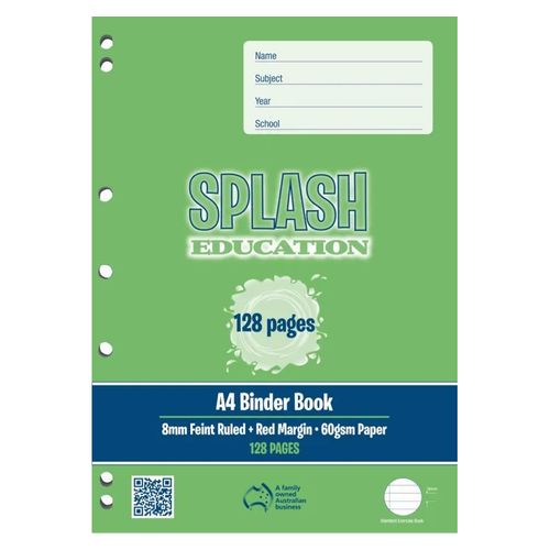 Splash Binder Book A4 8mm Ruled 128 Page