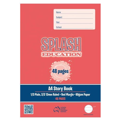 Splash Story Book A4 1/3 Plain 2/3 12mm Solid Ruled With Margin 48 Page