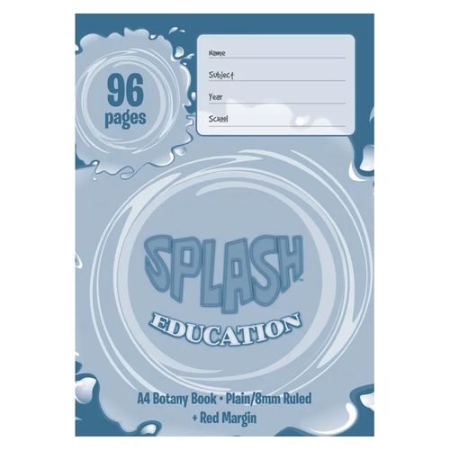 Splash Botany Book A4 Unruled/8mm Ruled With Margin 96 Page