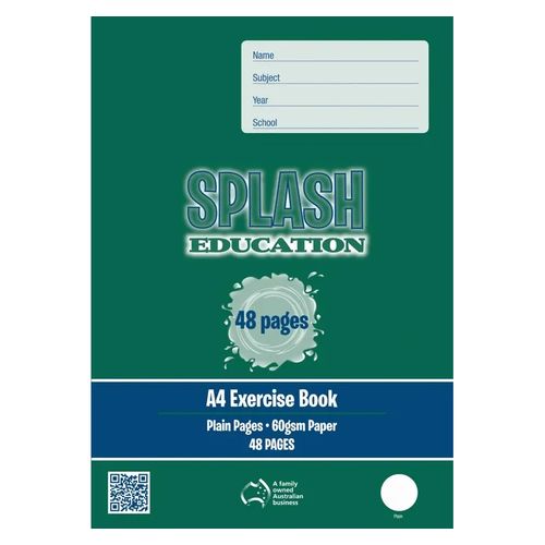 Splash Exercise Book A4 Unruled/Blank Stapled 48 Page