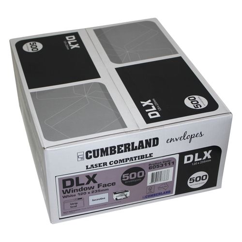 Cumberland Window Envelope 90gsm DLX 120x235mm White Box 500