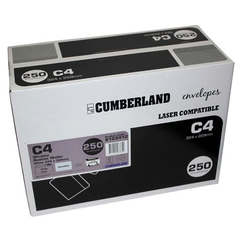 Cumberland Booklet Mailer With Window 90gsm C4 229x324mm White Box 250