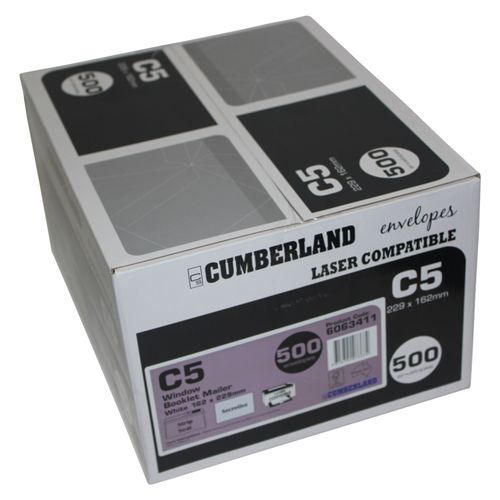 Cumberland Booklet Mailer With Window 90gsm C5 162x229mm White Box 500