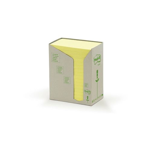 Post-It Notes 76x127mm 655-RTY Yellow Recycled Pack 16