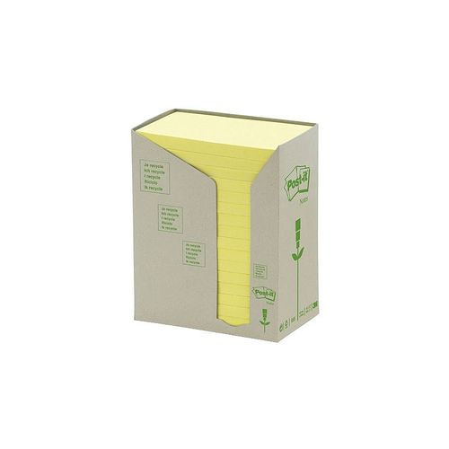 Post-It Notes 76x127mm 655-RTY Yellow Recycled Pack 16