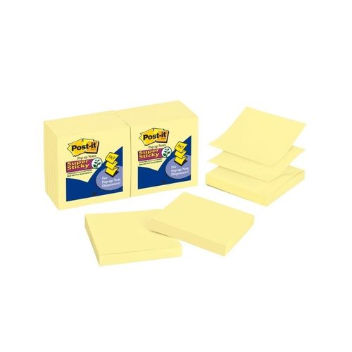 Post-It Super Sticky Pop-up Notes Canary Yellow 76 x 76mm Pack 12