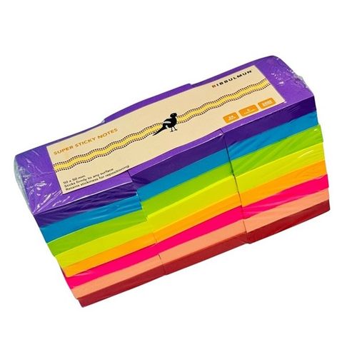 Bibbulmun Super Sticky Notes 50mm x 50mm Pack of 24 Assorted Colours