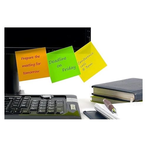 Bibbulmun Super Sticky Notes 101mm x 101mm 6 Neon Colours 600 Sheets Pack of 6