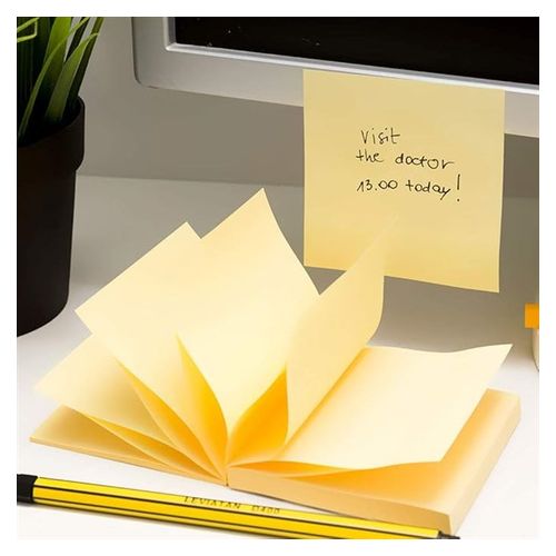 Bibbulmun Pop-Up Z Line Sticky Notes 76mm x 76mm Pastel Yellow 12 Pack 1200 Notes
