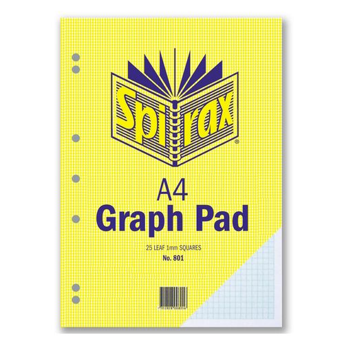 Spirax 801 Graph Pad 1mm A4 25 Leaf