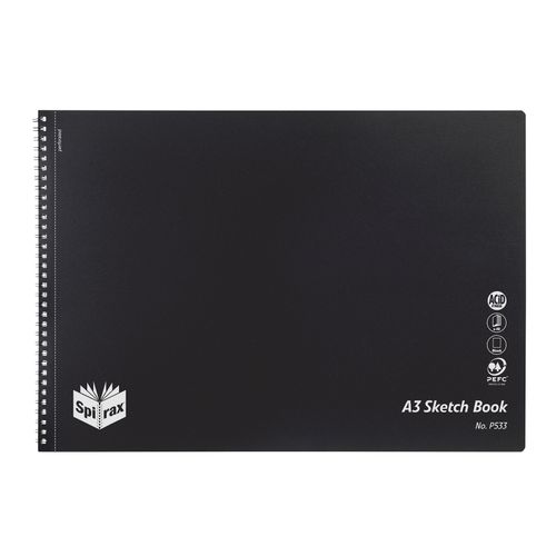 Spirax Sketch Book A3 40 Pages PP Black