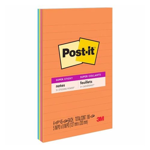 Post-It Meeting Notes Super Sticky 127x203mm 5845-SSUC Energy Boost Pack 4