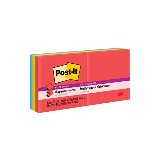 Post-It Super Sticky Pop-up Notes Playful Primaries 76 x 76mm Pack 6