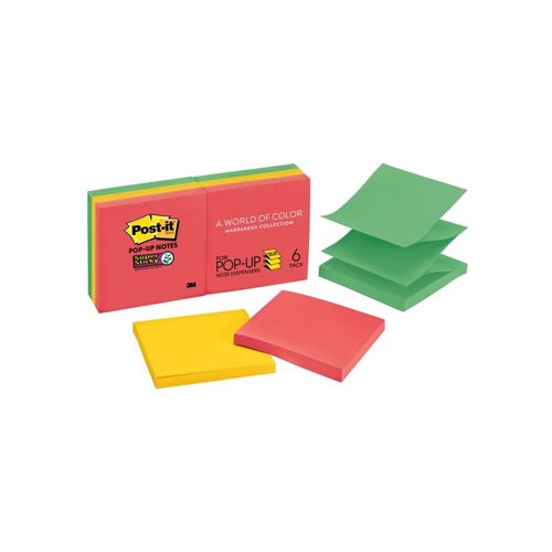 Post-It Super Sticky Pop-up Notes Playful Primaries 76 x 76mm Pack 6