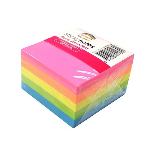 Rainbow Repositionable Sticky Notes 76x76mm Fluoro Assorted 500/Sheets