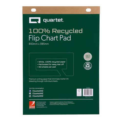 Quartet Flipchart Pad Recycled 50 Sheet 60gsm