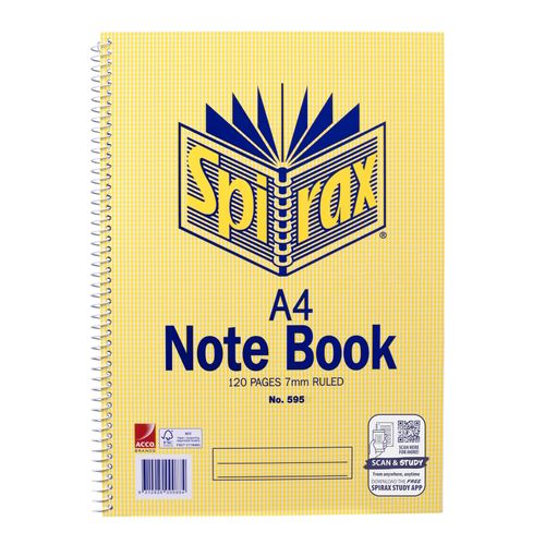 Spirax 595 Notebook A4 120 Page S/O