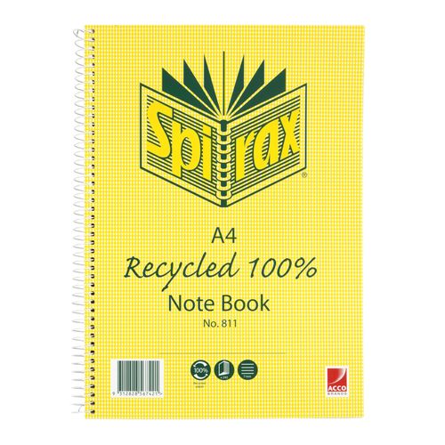 Spirax 811 Recycled Notebook A4 240 Page