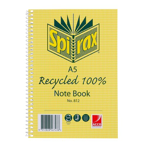 Spirax 812 Recycled Notebook A5 120 Page Each
