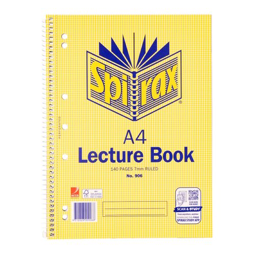 Spirax 906 Lecture Book A4 140 Pages S/O